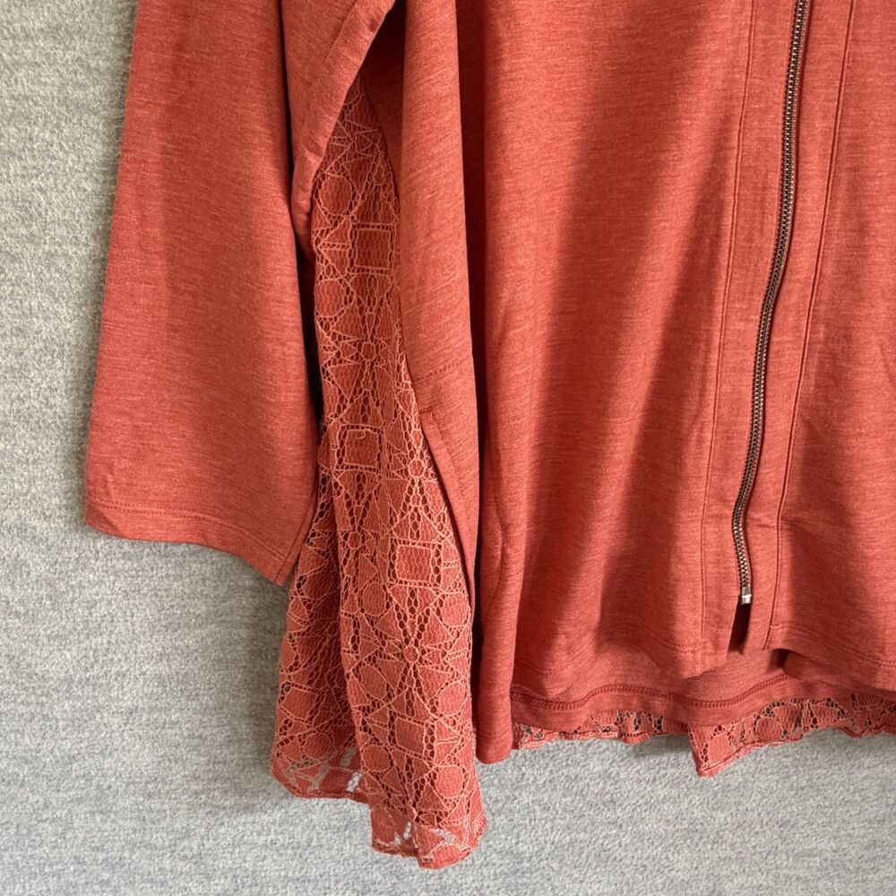 LOGO Lori Goldstein Layering Top 2X Lagenlook Full Zip Lace Long Cardigan Duster - Picture 4 of 12